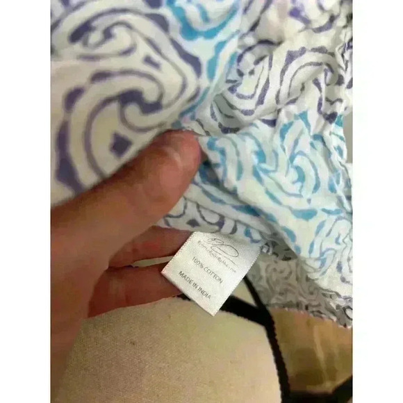 Roberta Roller Rabbit Geometric Blue Beaded Blouse V Neck 3/4 Sleeve Women's S - Picture 11 of 14